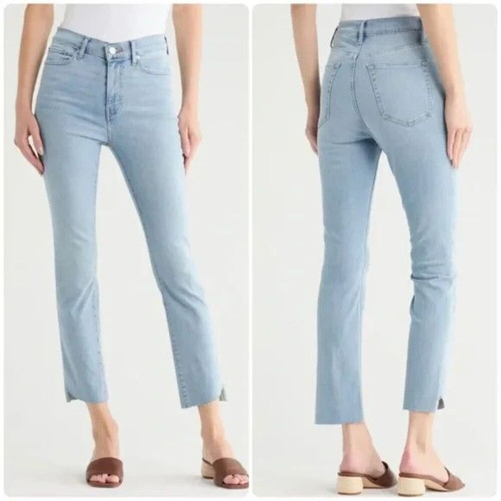 FRAME Le High Straight Jeans Wilson Cascade Step Hem Women Size 29 Light Blue